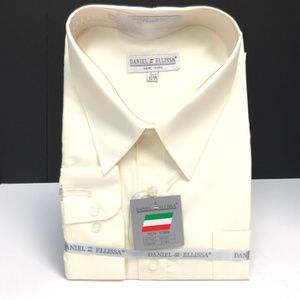 Daniel Ellissa Men's Ivory Dress Shirt Convertible Cuff Sizes 19.5 - 21.5